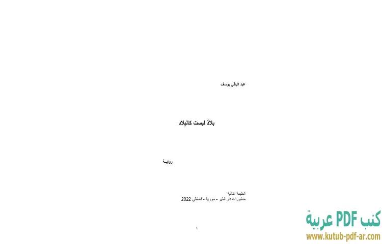 تحميل كتاب بلاد ليست كالبلاد PDF - عبدالباقي يوسف 1 تحميل كتاب بلاد ليست كالبلاد PDF - عبدالباقي يوسف
